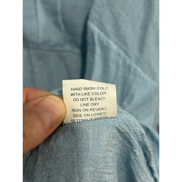 Elementz Lace Button Front Shirt Blue Sz XL V-Neck Roll Tab Sleeve Office NWT - Picture 9 of 12